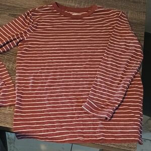 Old Navy Kids Maroon and White Striped Long Sleeve Tee